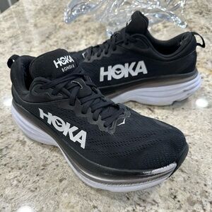 Hoka Bondi 8 Black and White Sneakers women’s size 10.5 preowned